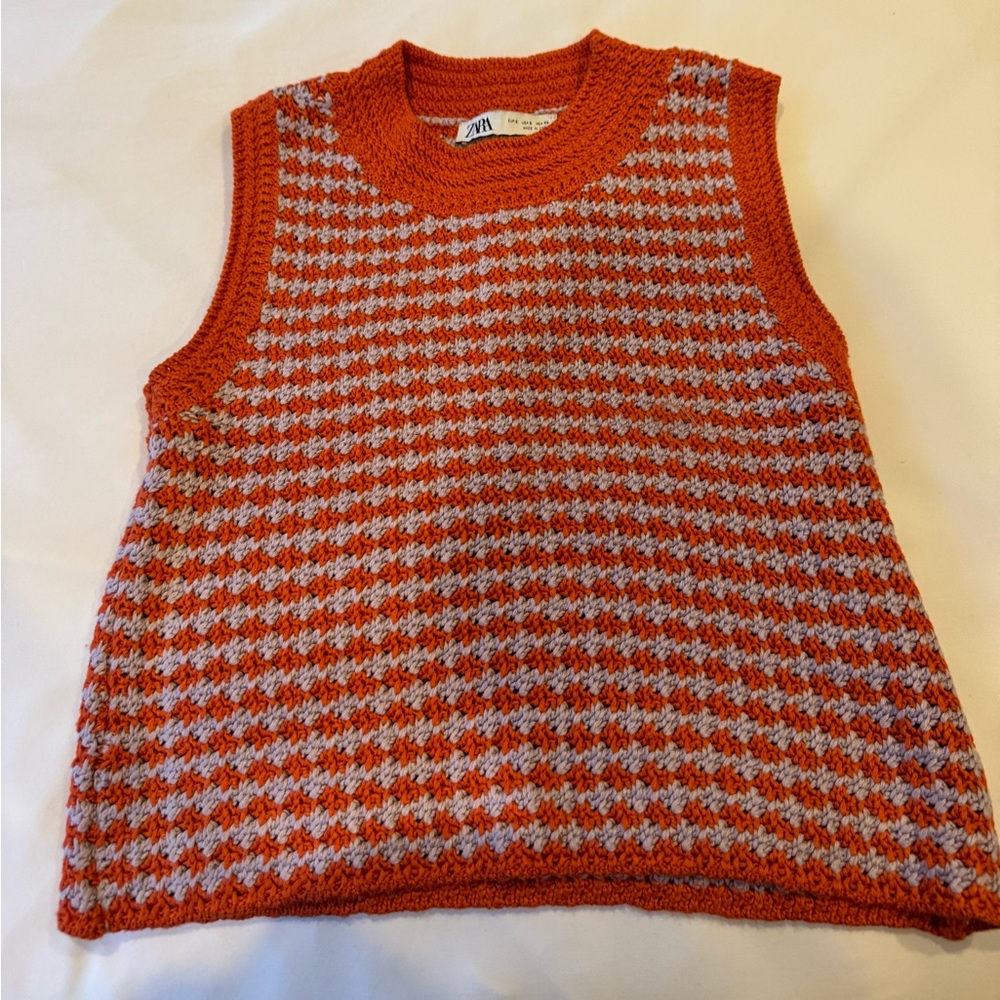 Zara Orange and purple crochet top size small